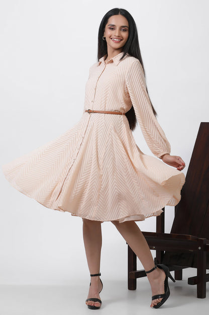W for Woman Peach Panelled Short Dress