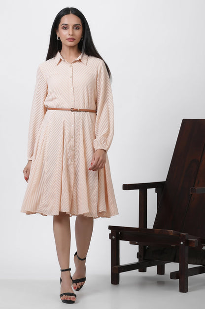 W for Woman Peach Panelled Short Dress