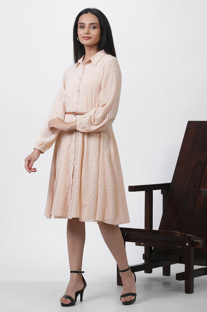 W for Woman Peach Panelled Short Dress