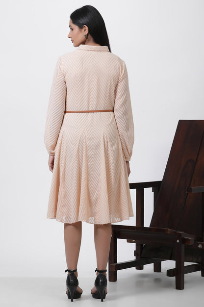 W for Woman Peach Panelled Short Dress