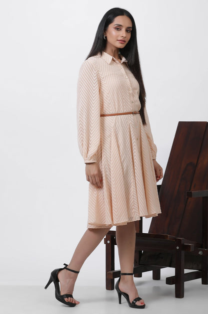 W for Woman Peach Panelled Short Dress