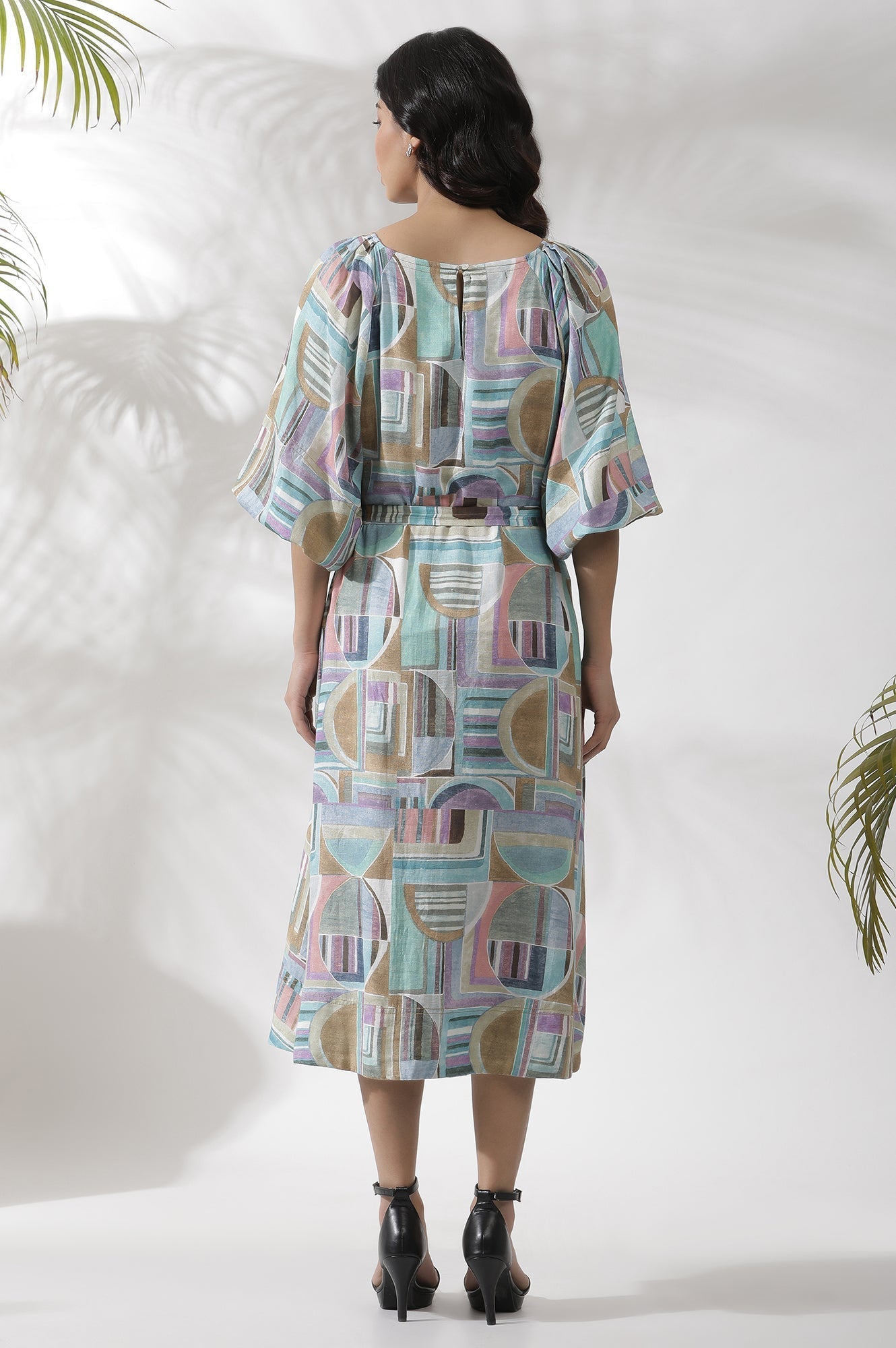 W for Woman Multi-Coloured Abstract Printed A-Line Dress
