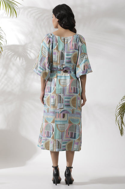 W for Woman Multi-Coloured Abstract Printed A-Line Dress