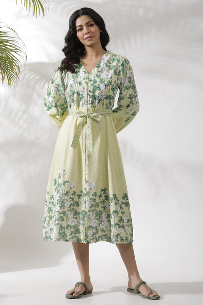 W for Woman Yellow Floral Printed Shirt Dress