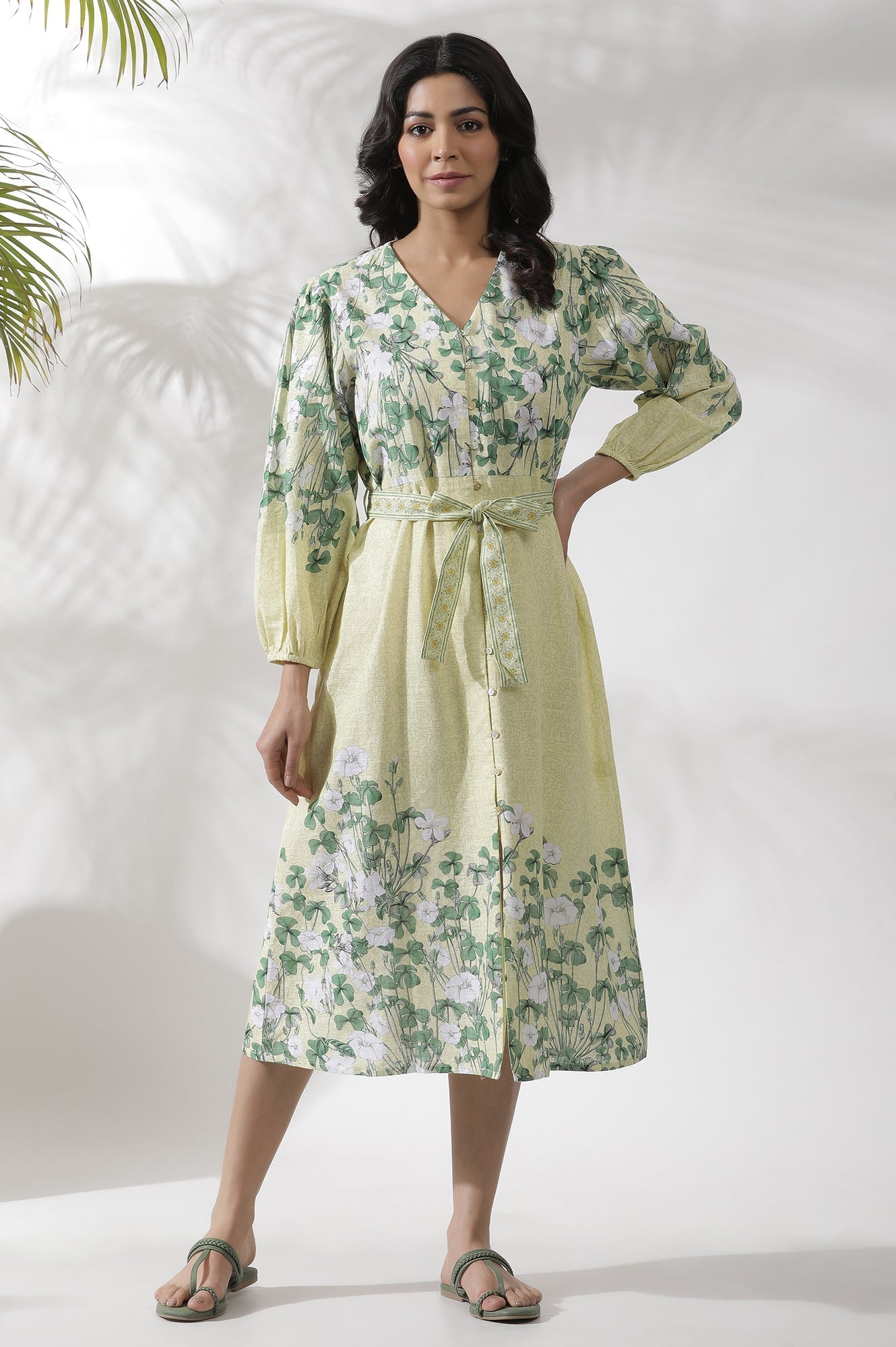W for Woman Yellow Floral Printed Shirt Dress
