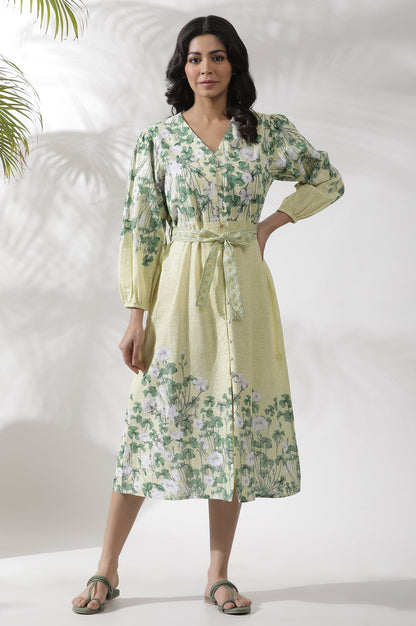 W for Woman Yellow Floral Printed Shirt Dress