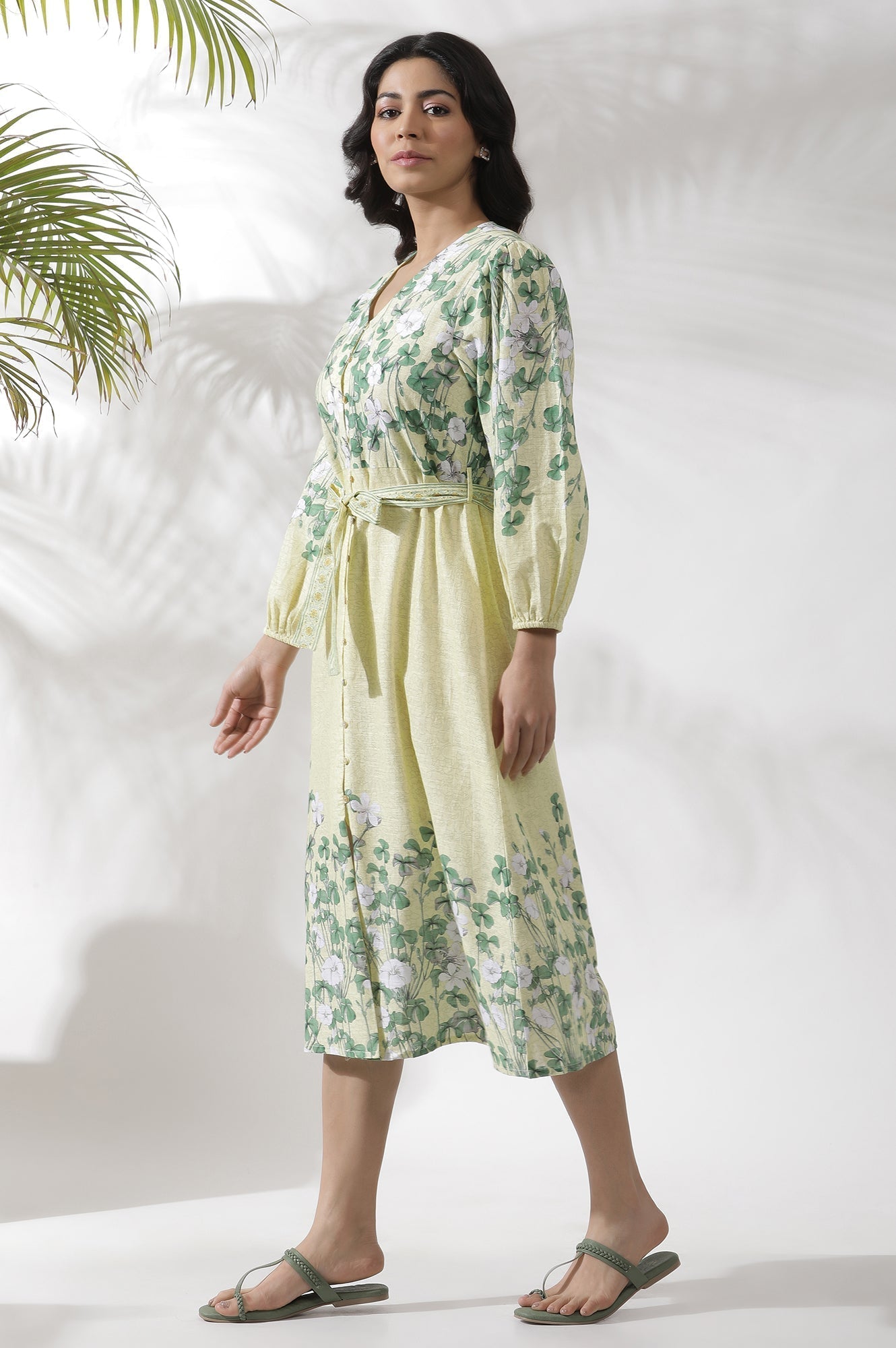 W for Woman Yellow Floral Printed Shirt Dress