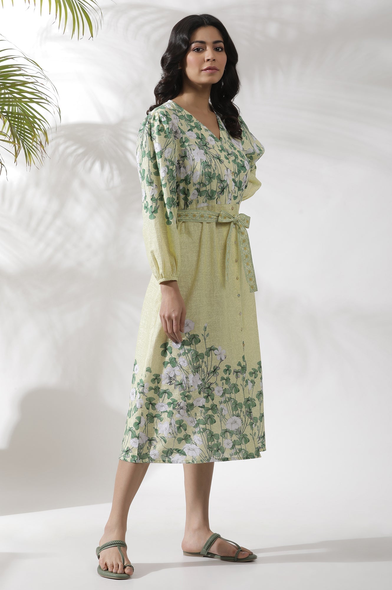 W for Woman Yellow Floral Printed Shirt Dress