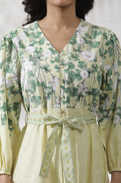 W for Woman Yellow Floral Printed Shirt Dress