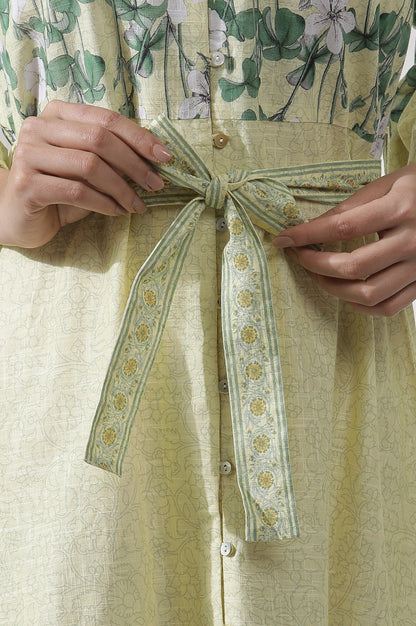 W for Woman Yellow Floral Printed Shirt Dress