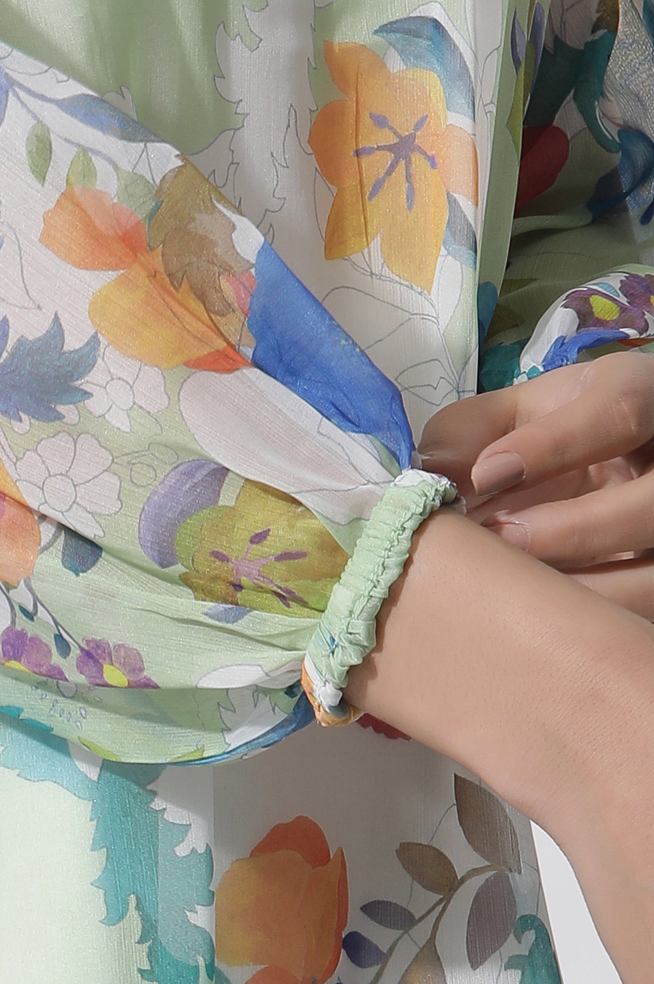 W for Woman Whote Floral Printed Chiffon Top