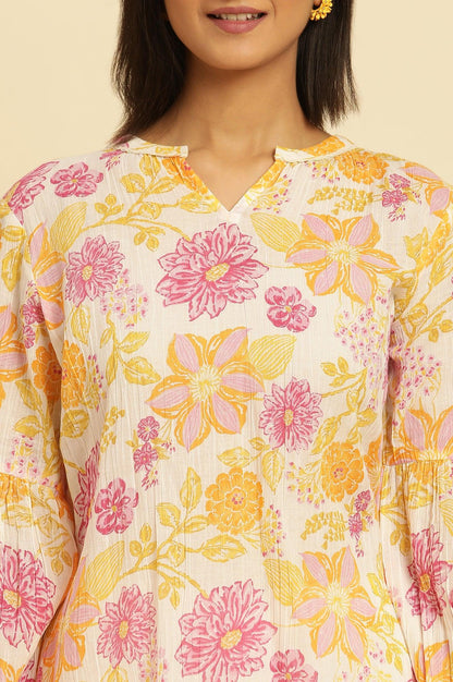 W for Woman White Printed Top With Tie-Up Detail