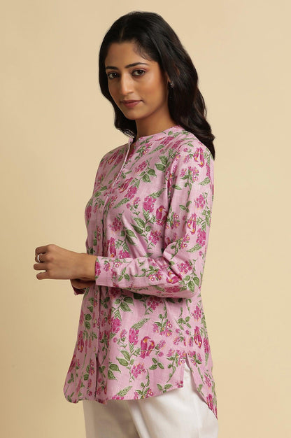 W for Woman Pink Printed Cotton Shirt