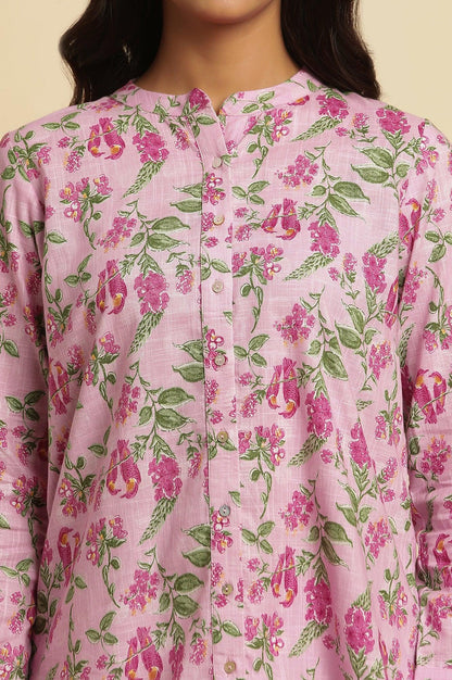 W for Woman Pink Printed Cotton Shirt