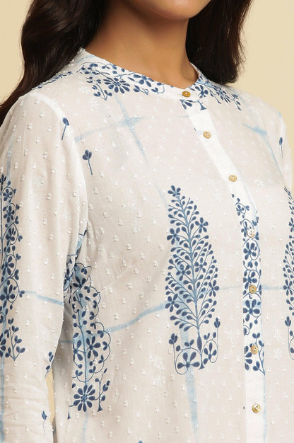 W for Woman White Printed Cotton Shirt