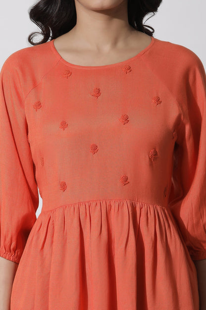 W for Woman Orange Embroidered Peplum Top