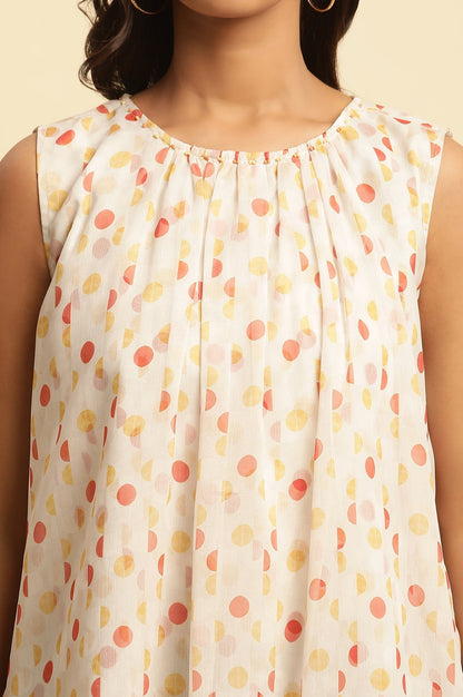 W for Woman White Polka Dot Printed Layered Top