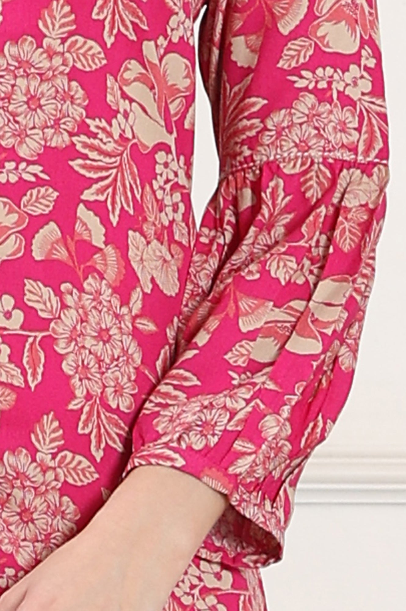 W for Woman Pink Floral Printed Rayon Button Down Tunic
