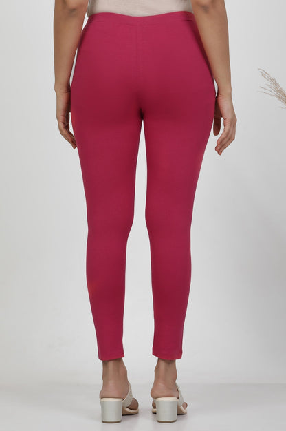 W for Woman Hot Pink Solid Mid-Rise Tights
