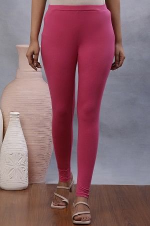 W for Woman Pink Knitted Solid Tights