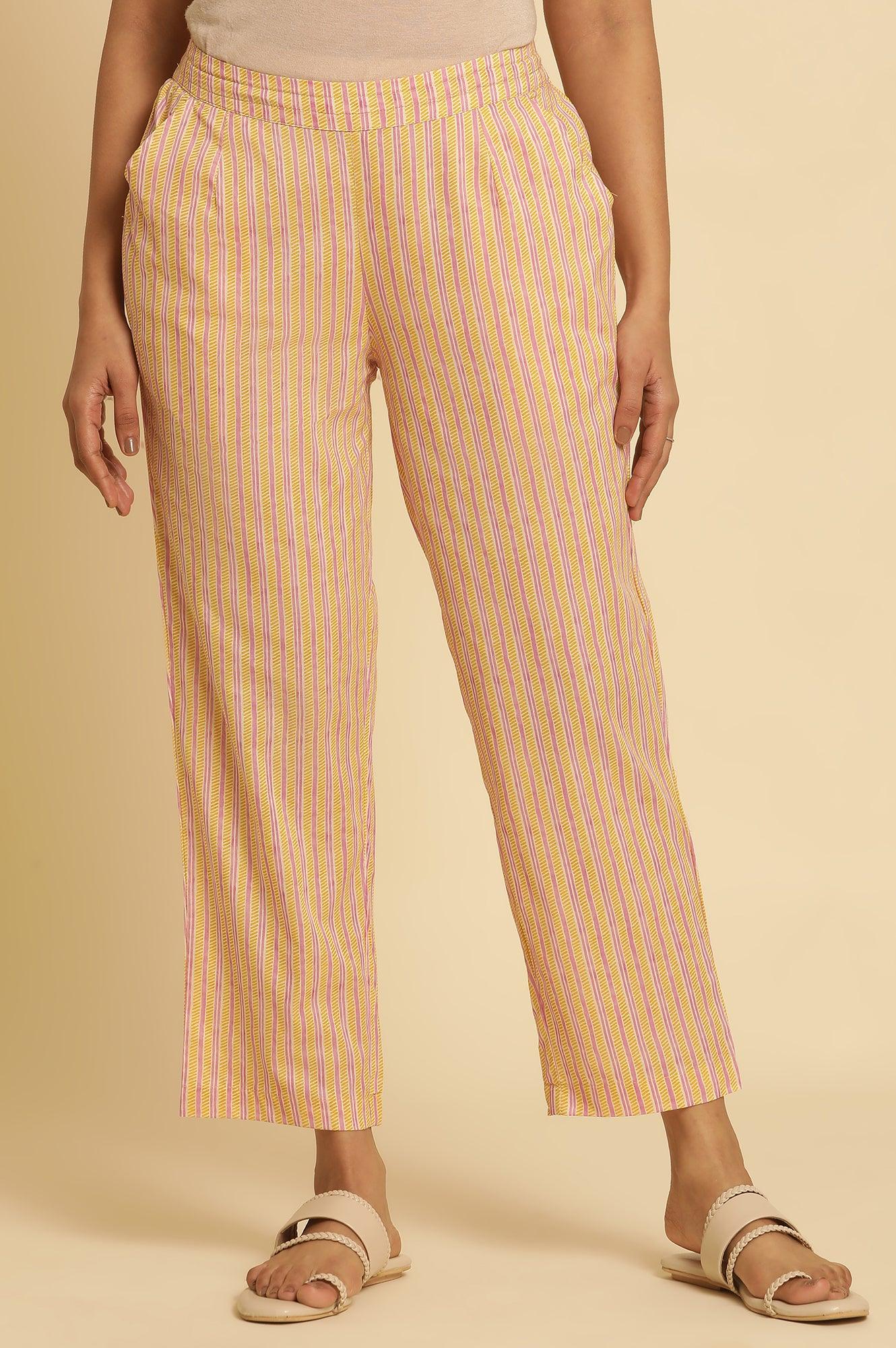 W for Woman Multi-Coloured Striped Straight Pants