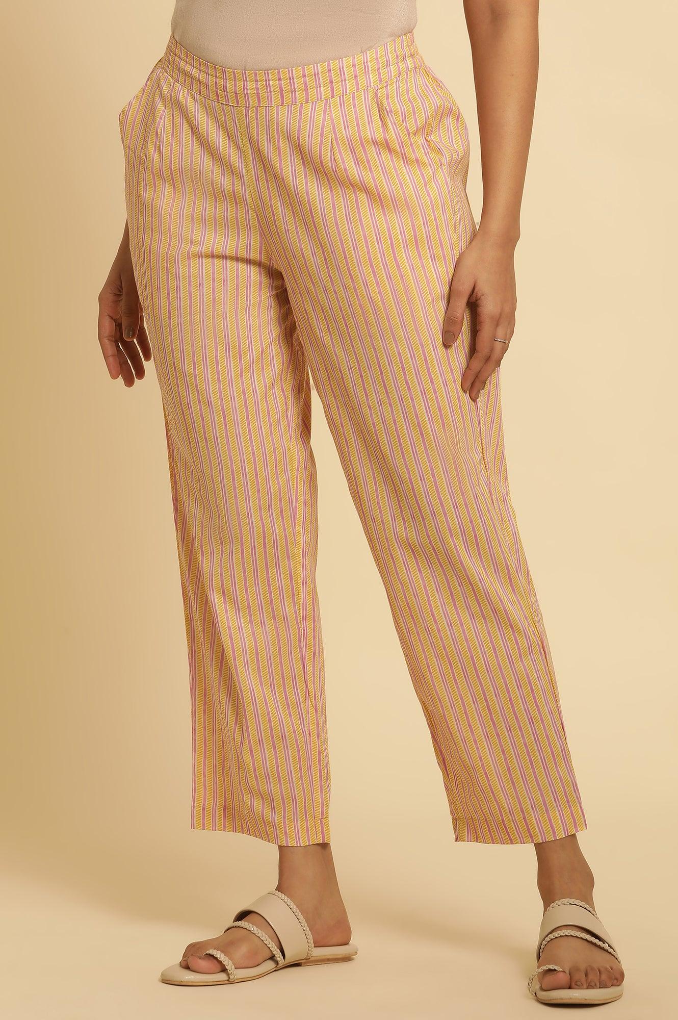 W for Woman Multi-Coloured Striped Straight Pants