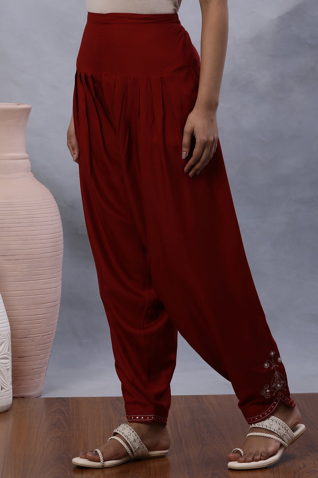 W for Woman Red Paisley Embroidered Salwar