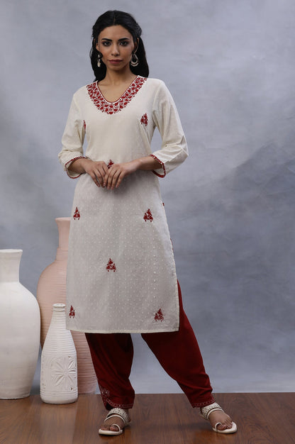 W for Woman Red Paisley Embroidered Salwar