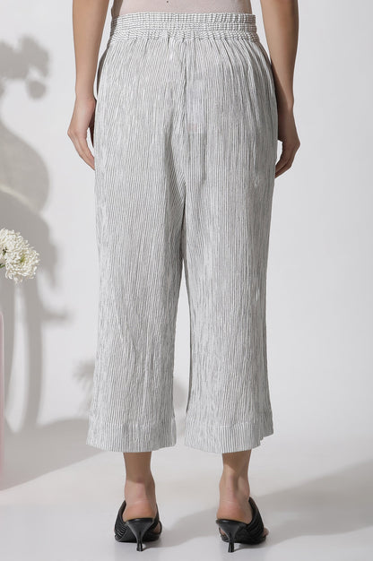 W for Woman White Cropped Cotton Flared Pants