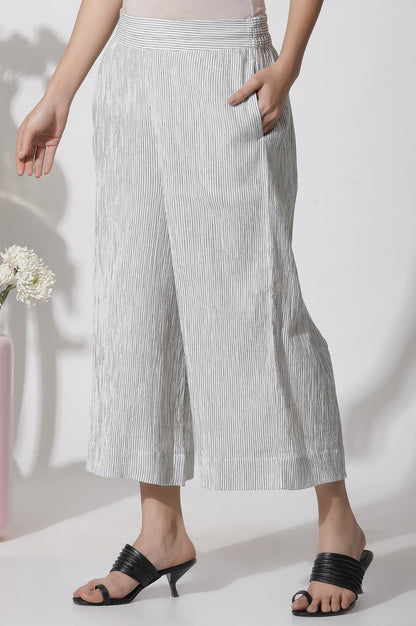 W for Woman White Cropped Cotton Flared Pants