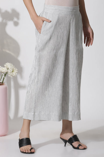 W for Woman White Cropped Cotton Flared Pants