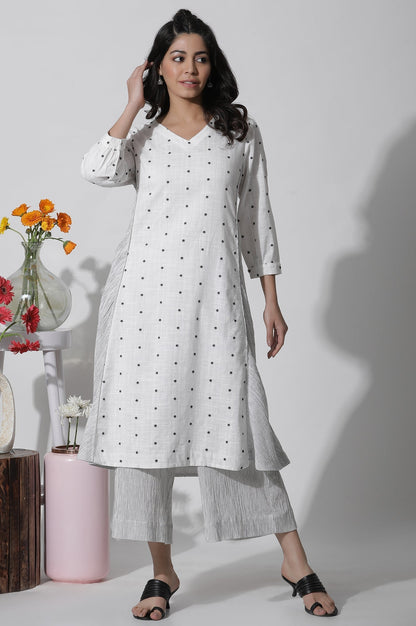W for Woman White Cropped Cotton Flared Pants