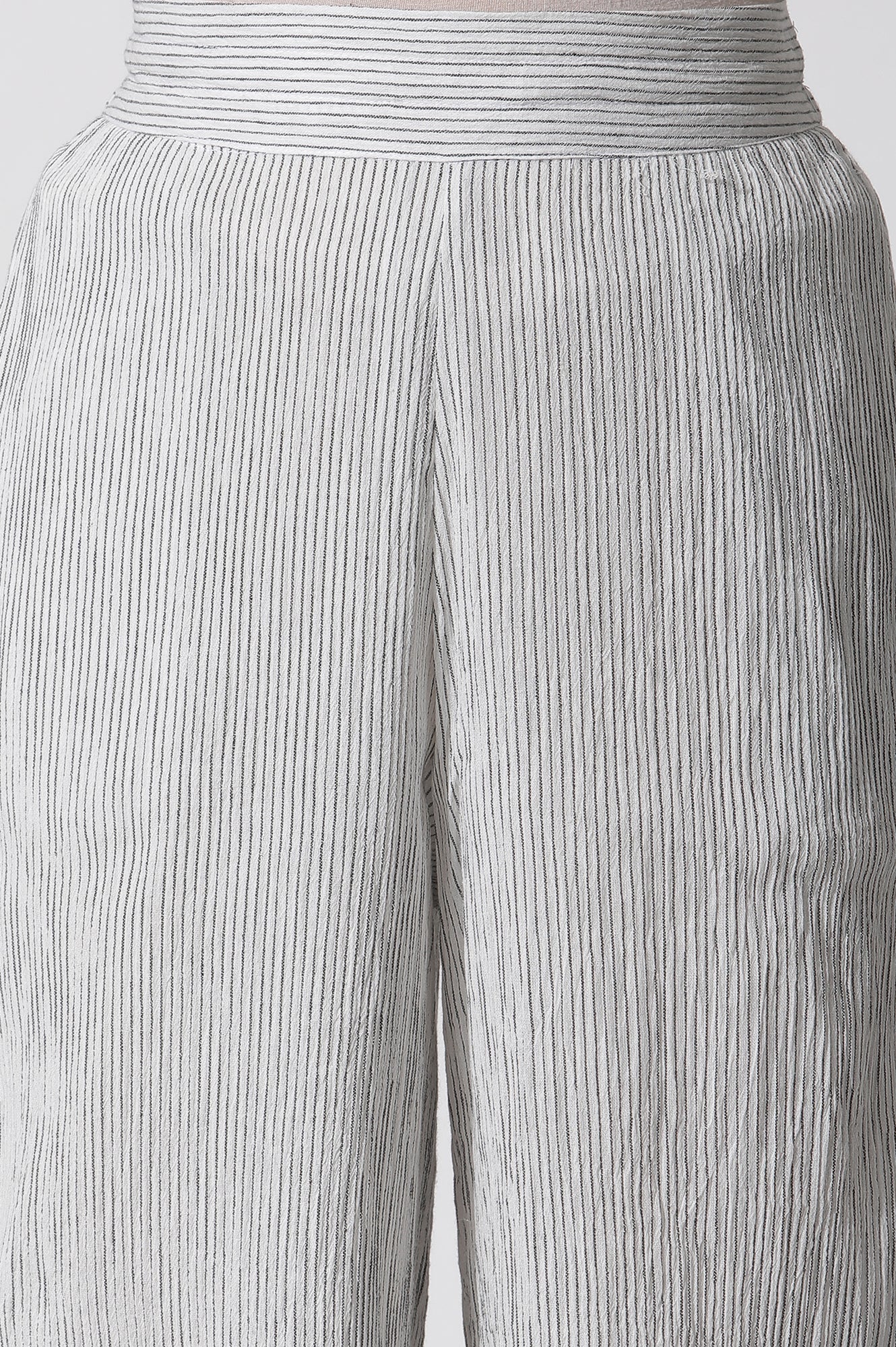 W for Woman White Cropped Cotton Flared Pants