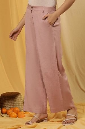 W for Woman Dusty Pink Casual Straight Trouser