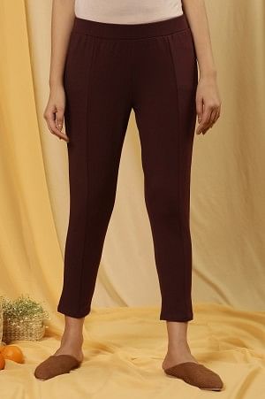 W for Woman Wine Tapered Casual Leggings