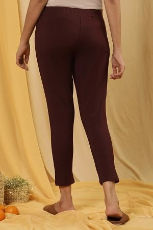 W for Woman Wine Tapered Casual Leggings