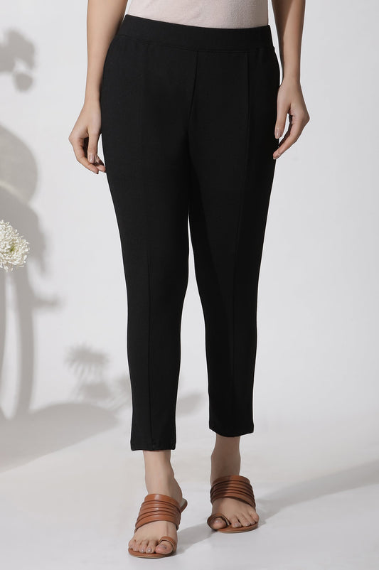 W for Woman Black Solid Casual Leggings