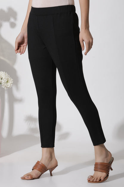 W for Woman Black Solid Casual Leggings