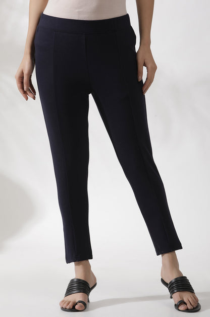 W for Woman Blue Solid Casual Leggings