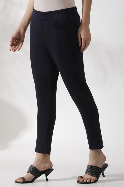 W for Woman Blue Solid Casual Leggings