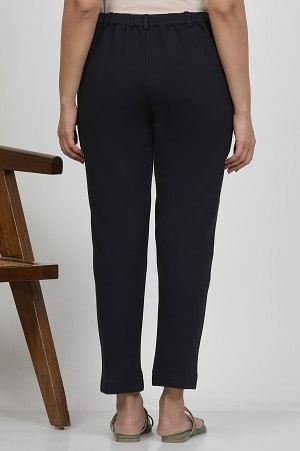 W for Woman Blue Slim-Fit Work Wear Trousers