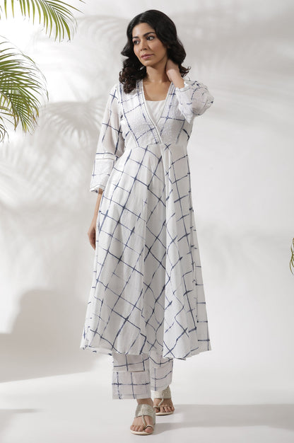 W for Woman White Tie Dye Flared Kurta And Pants Set