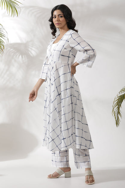 W for Woman White Tie Dye Flared Kurta And Pants Set