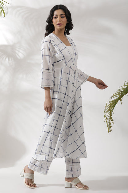W for Woman White Tie Dye Flared Kurta And Pants Set