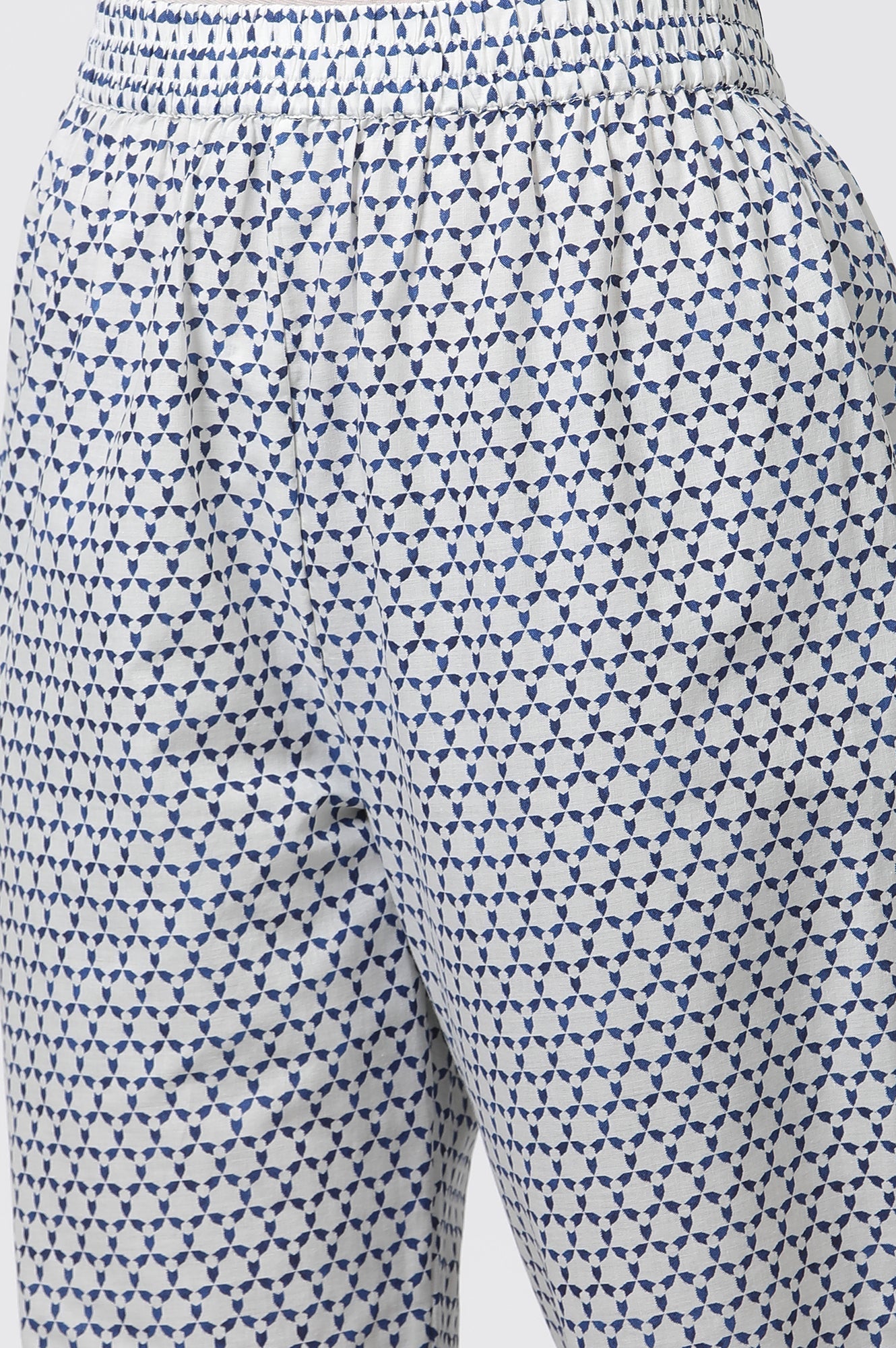W for Woman White Printed Kurta With Embroidery, Pants And Dupatta Set