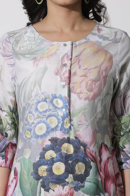 W for Woman Multi-Coloured Floral Printed Short Kurta And Pants Set