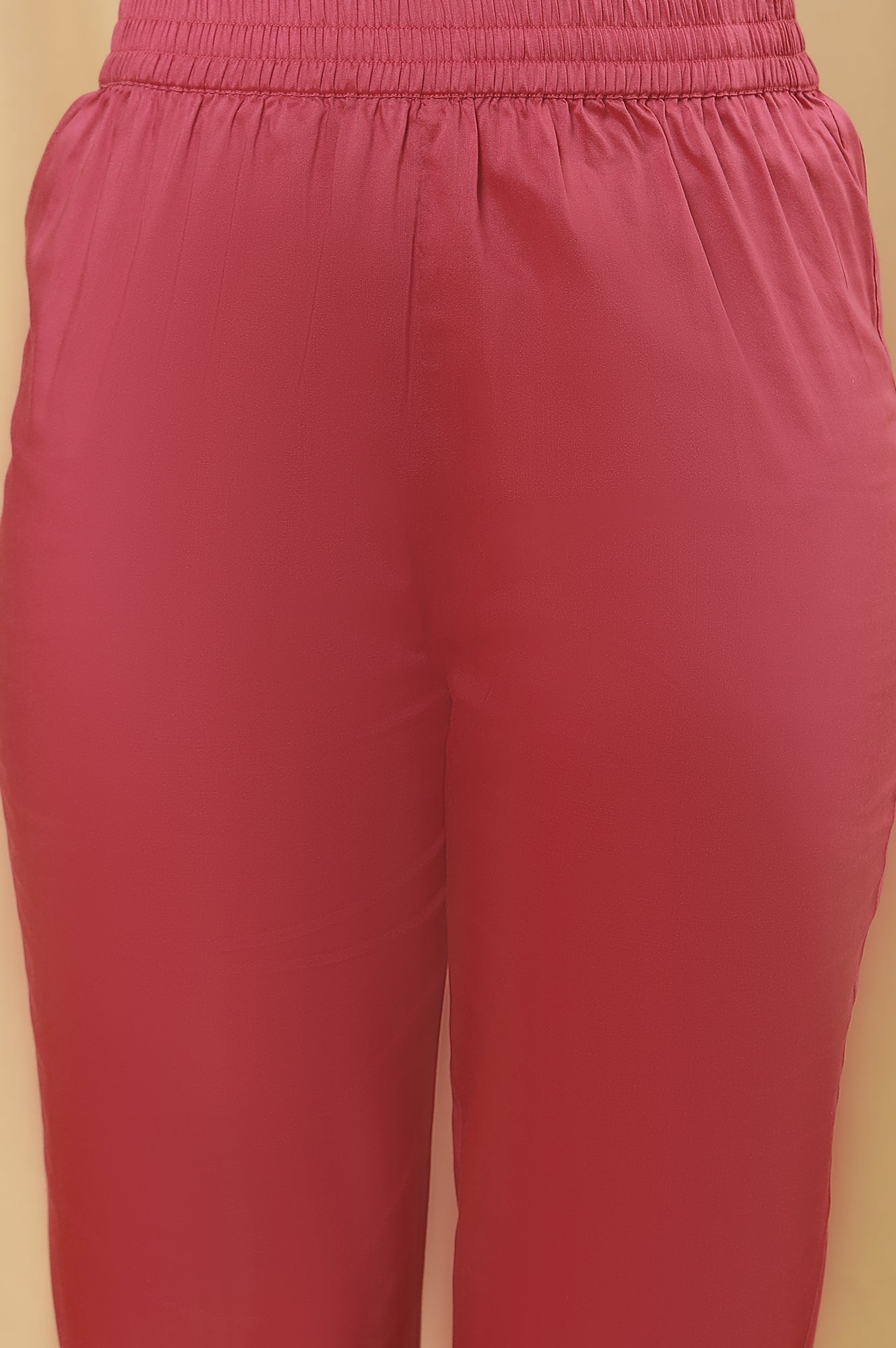 W for Woman Pink Panlled Embroidered Kurta And Pants Set