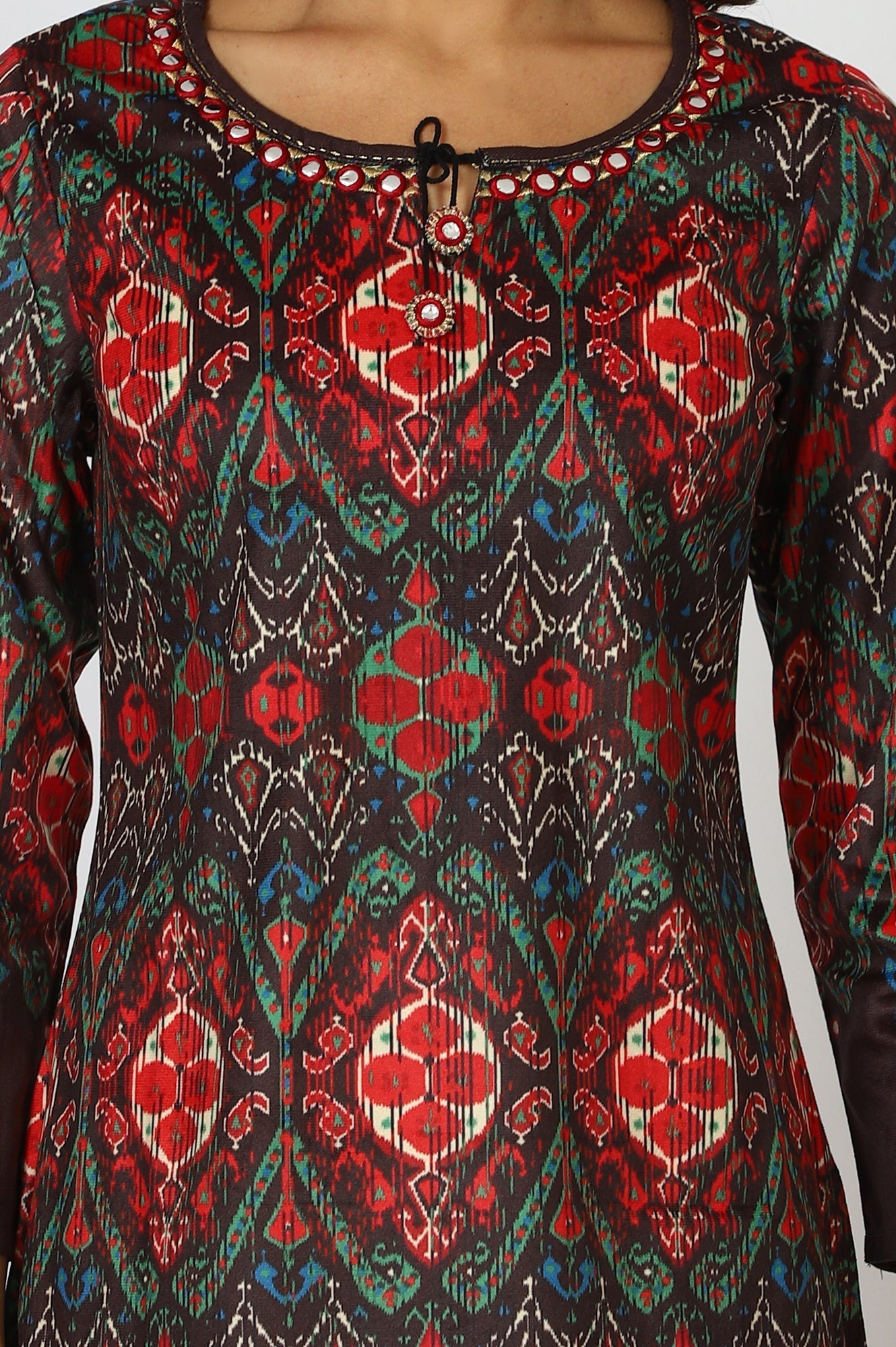 W for Woman Multicolour Printed Mirror Work Straight Kurta
