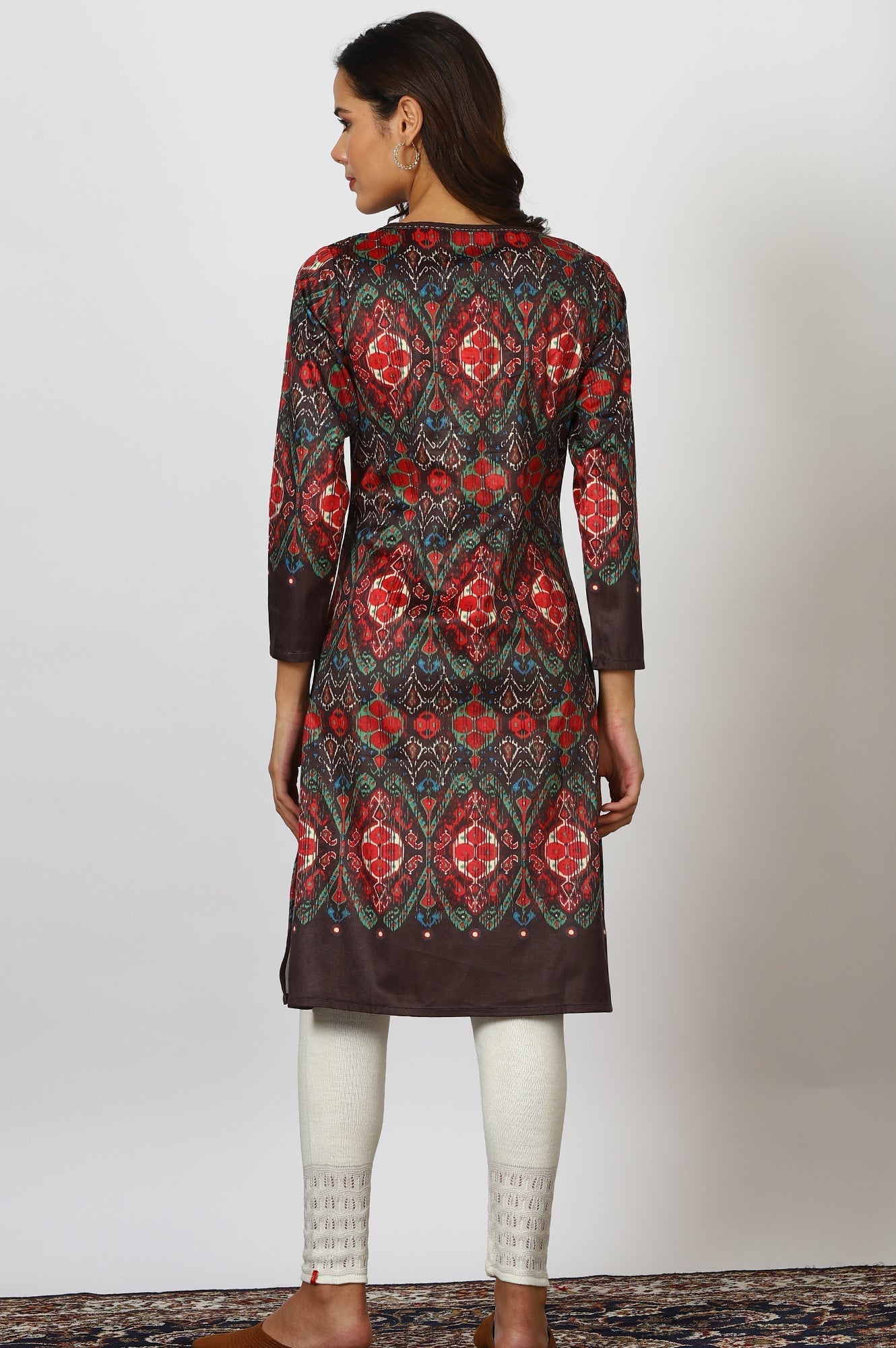 W for Woman Multicolour Printed Mirror Work Straight Kurta