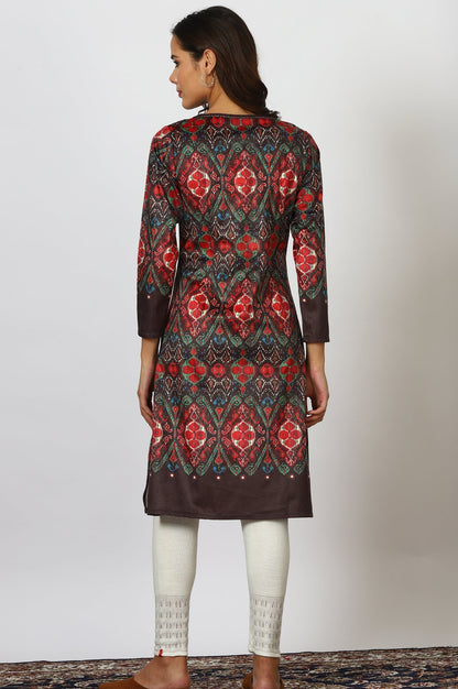 W for Woman Multicolour Printed Mirror Work Straight Kurta